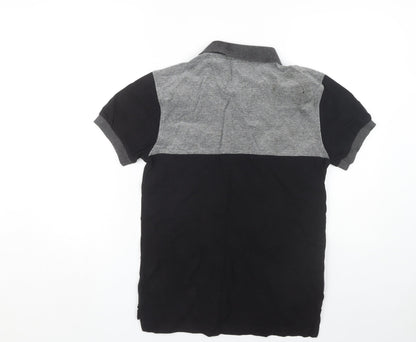 Voi Jeans Men's Black & Grey Colourblock Polo M