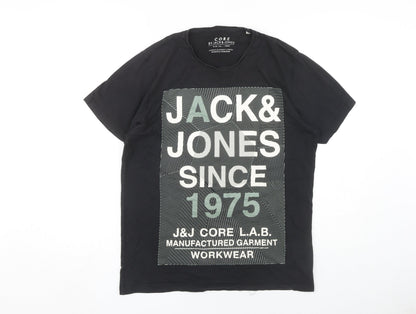 Mens UK Size L JACK & JONES Black  T-Shirt