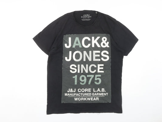 Mens UK Size L JACK & JONES Black  T-Shirt