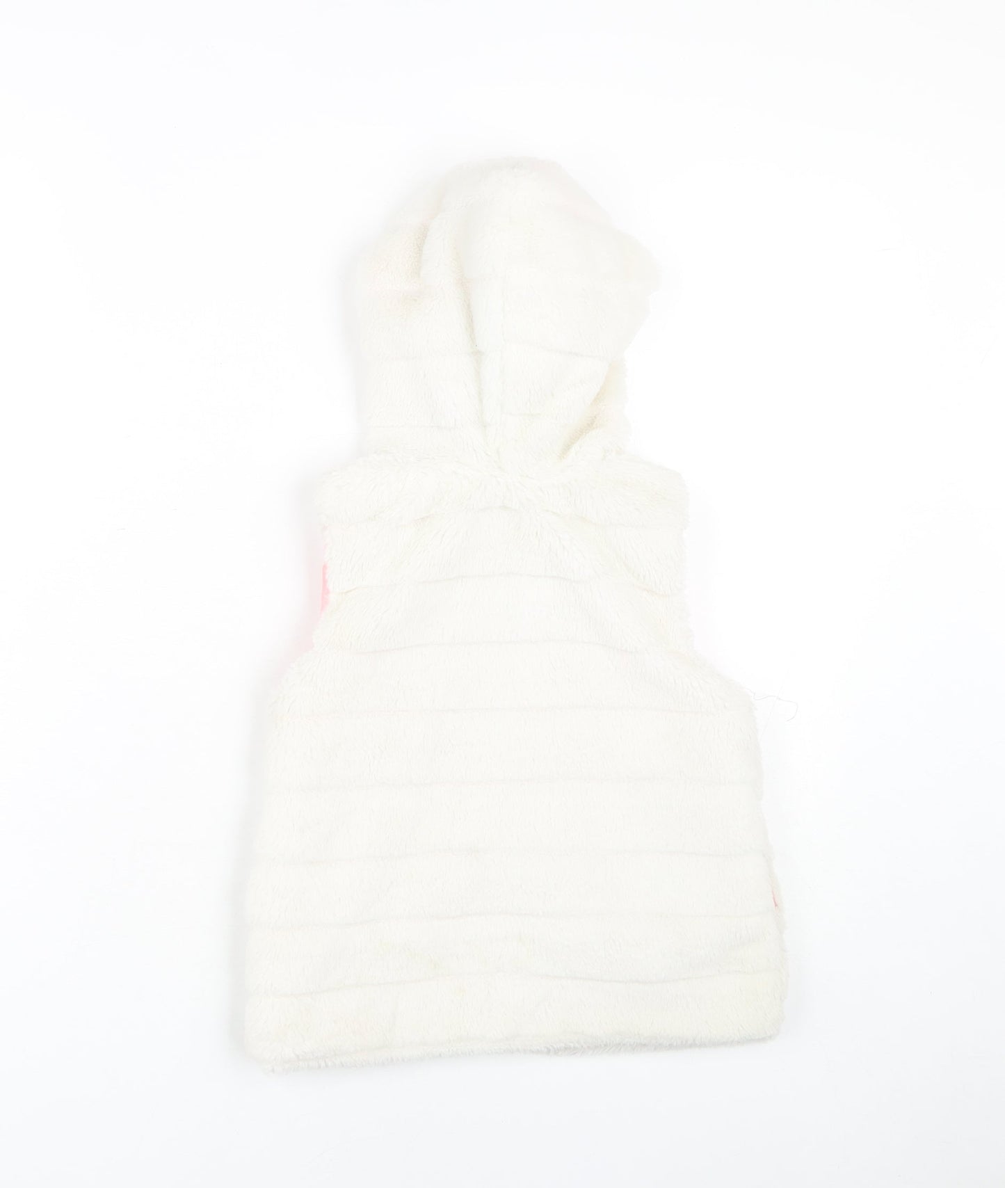 DKNY Girls White Hooded Sleeveless Jacket, S, Casual