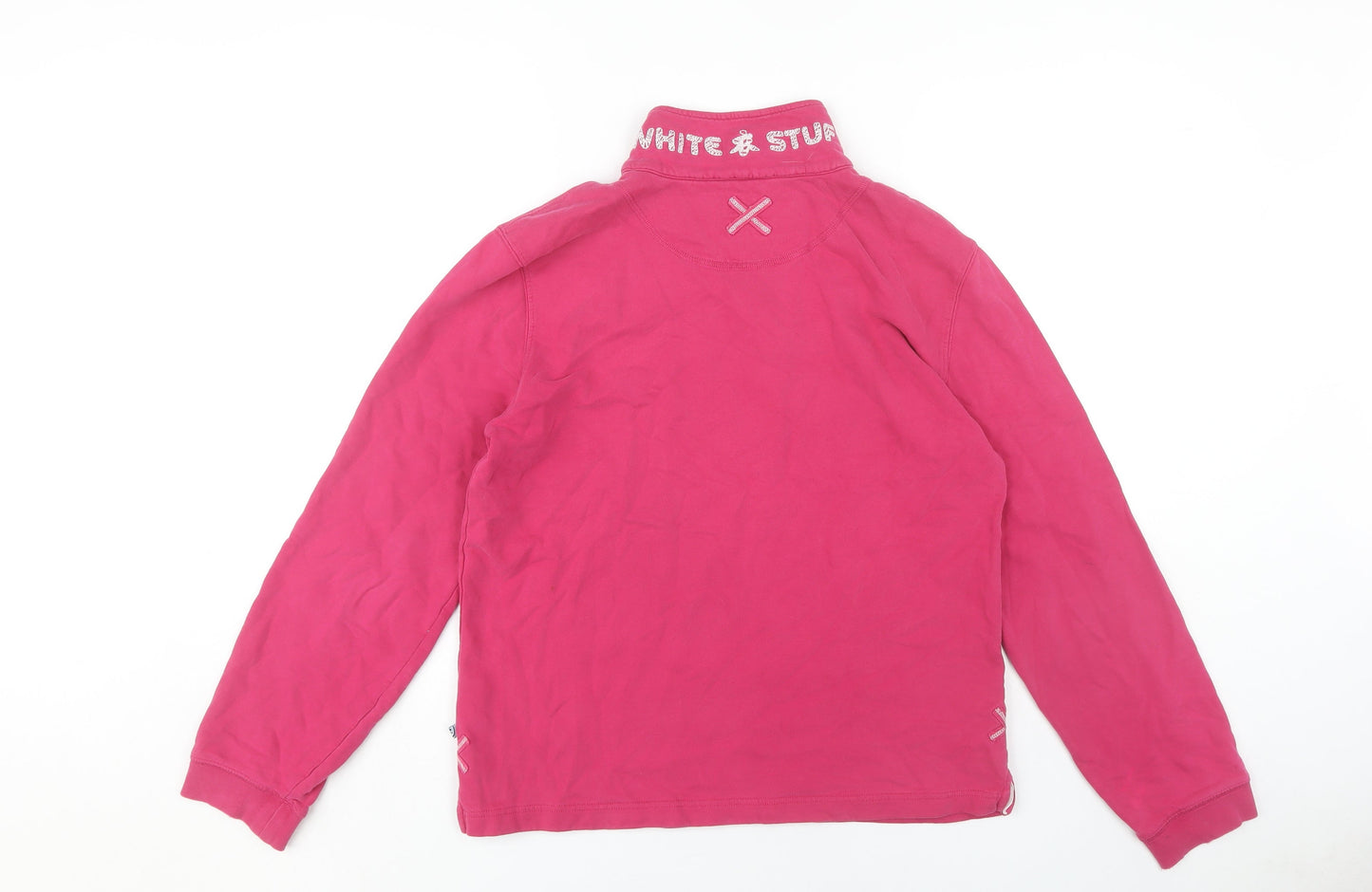 White Stuff Women's Pink 1/4 Zip Pullover Sweatshirt Sz 10