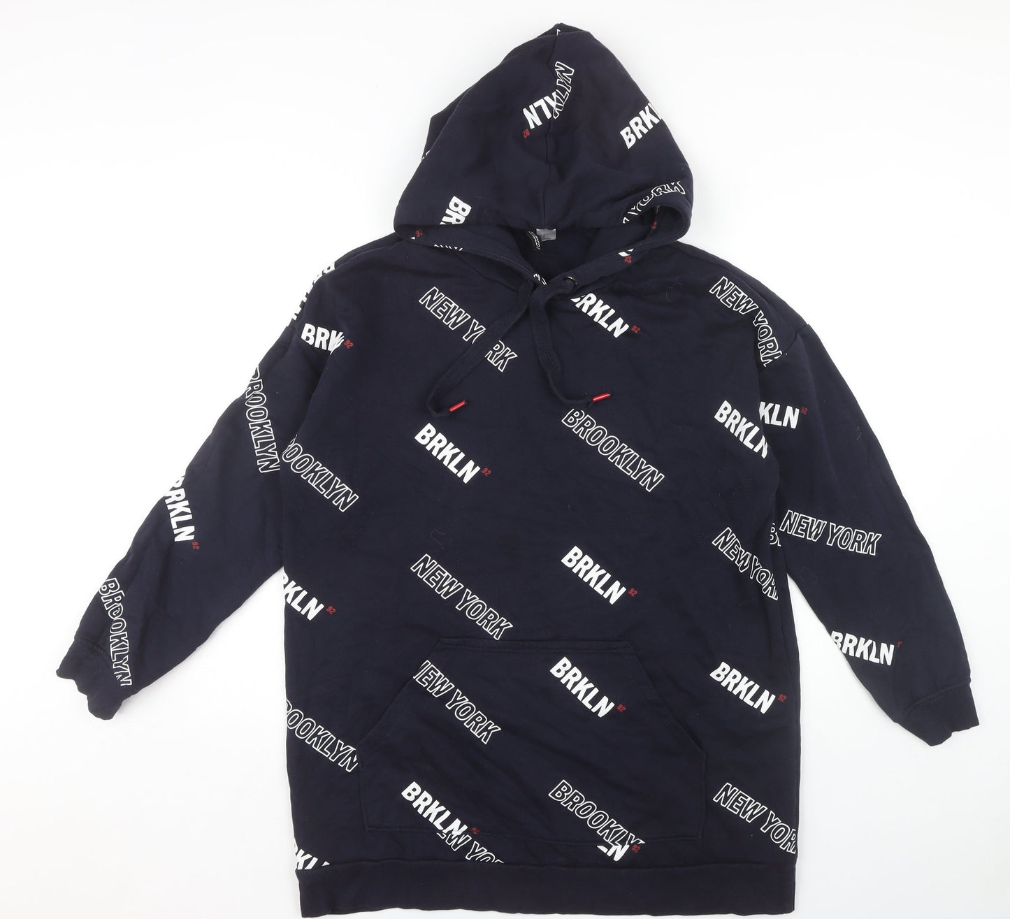 H&M Unisex Adults Black Hoodie M Urban Text Pattern