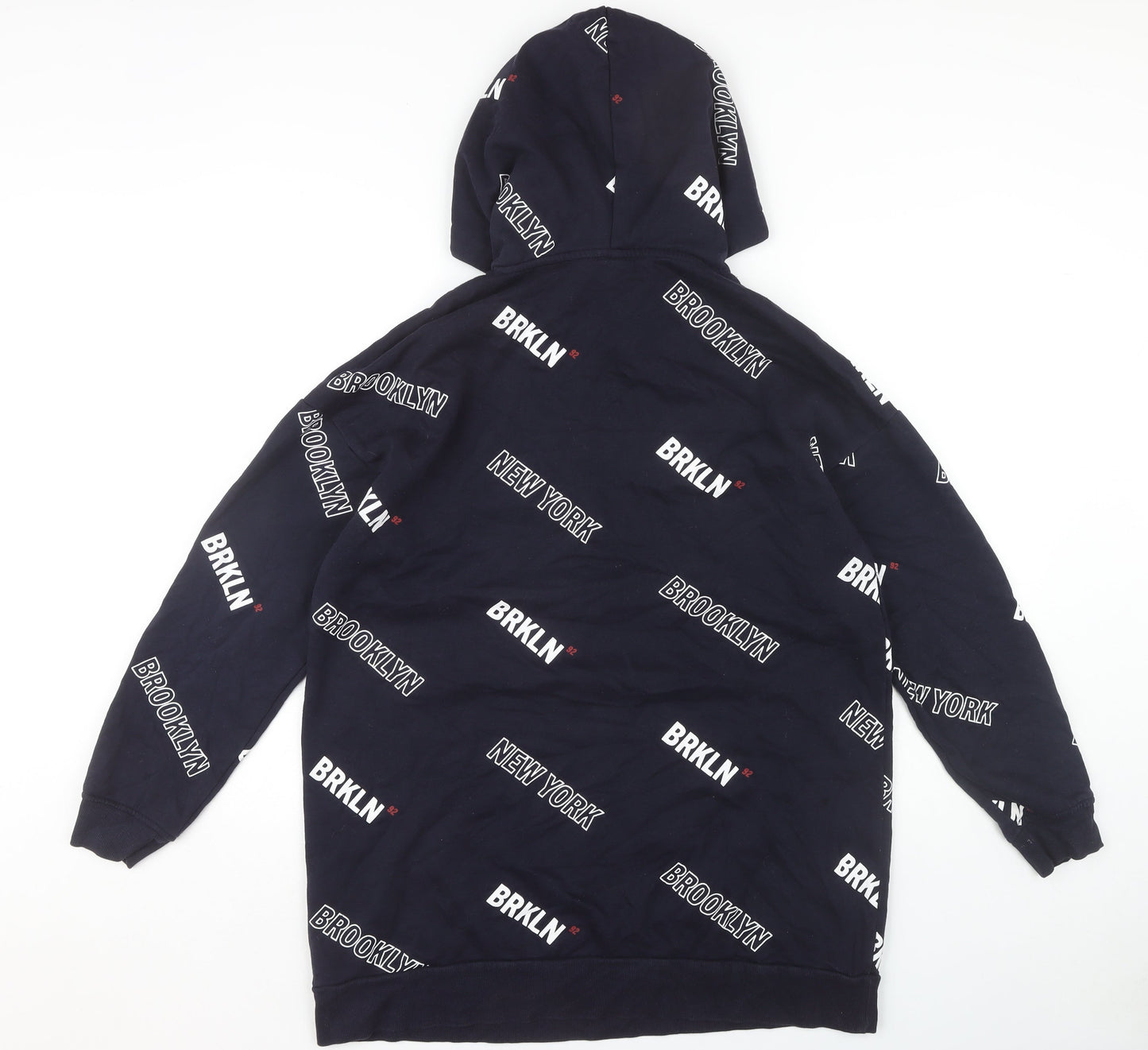 H&M Unisex Adults Black Hoodie M Urban Text Pattern