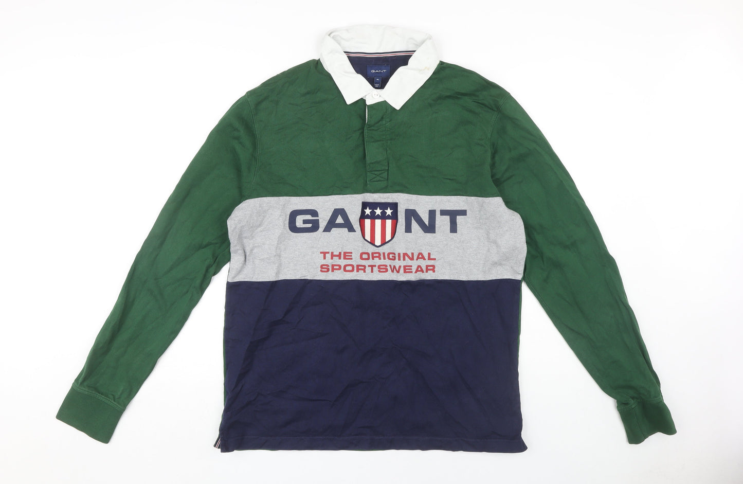 Gant Men's Green XL Colourblock Polo Shirt