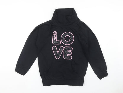 Nautica Girls Black Hoodie Pullover Love Embroidered Size 10-11