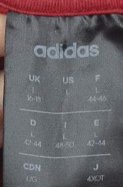 Adidas Red Pullover Hoodie Unisex L Logo Hooded