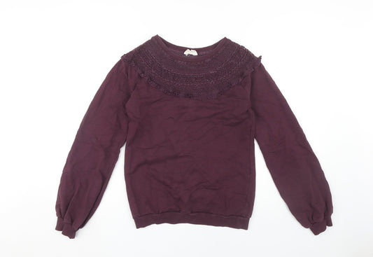Womens UK Size 8 Fat Face Purple Pullover Sweatshirt