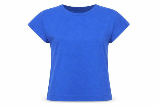 Womens UK Size S ISLE Blue Basic T-Shirt