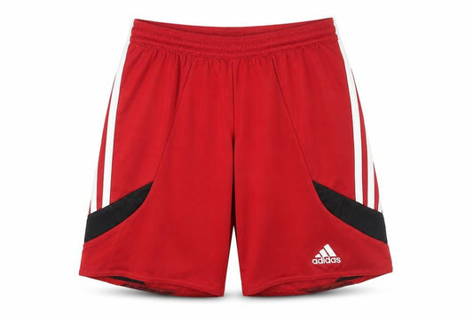 Front view of Adidas boys’ red athletic shorts - gym & training