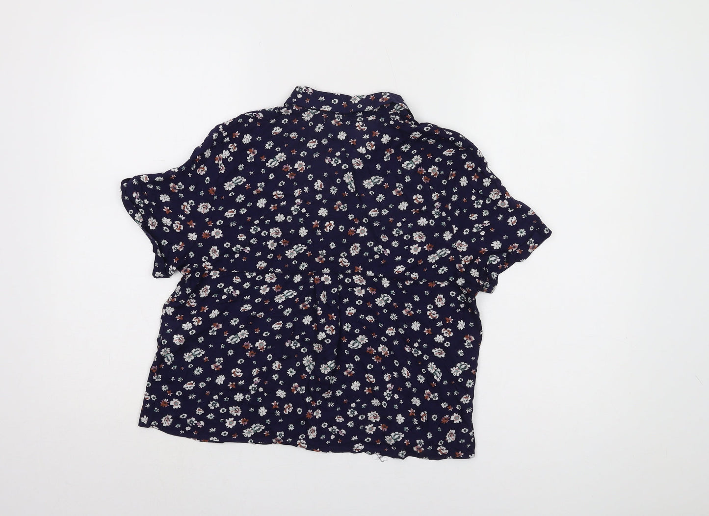 Womens UK Size S Pull & Bear Blue Basic Button-Up