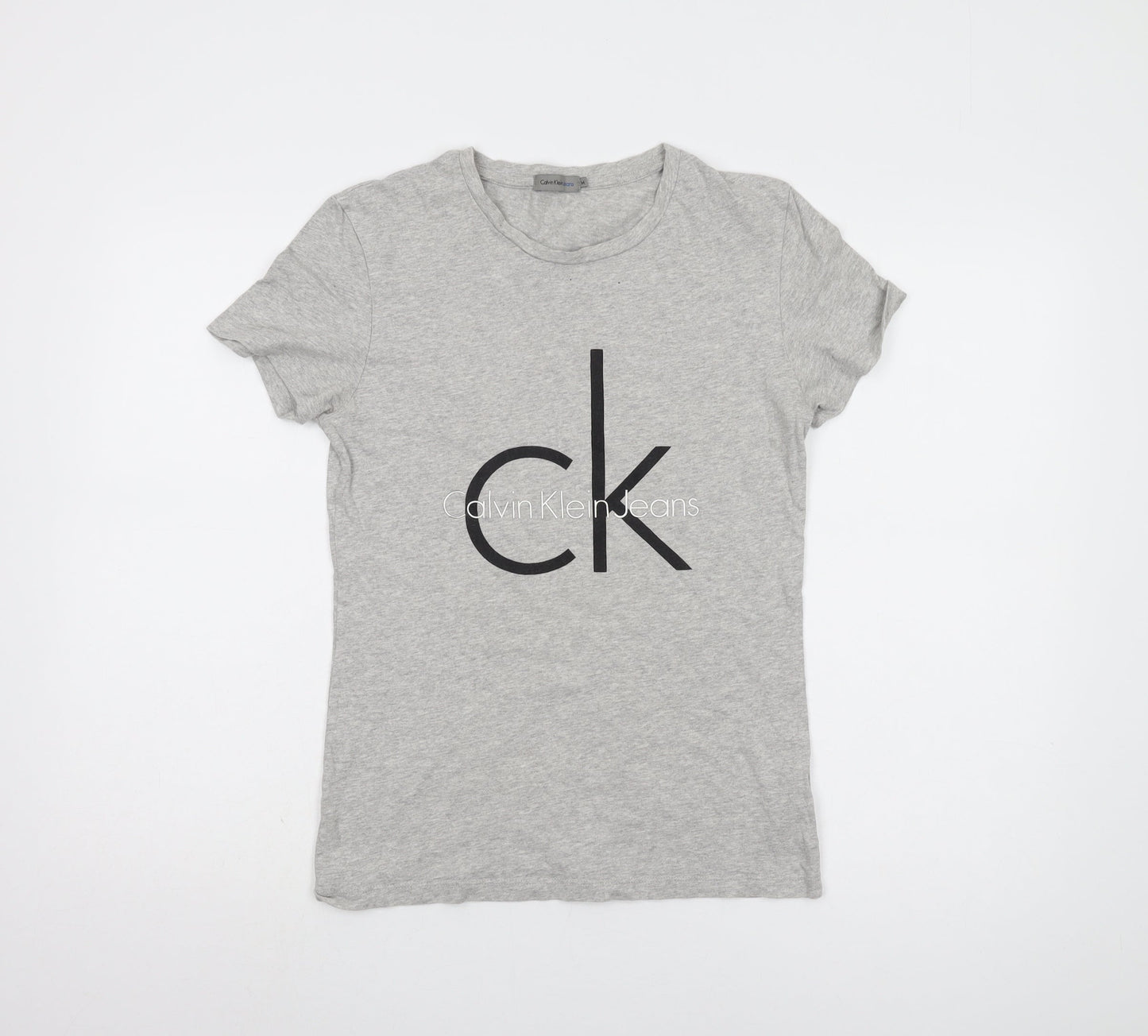 Calvin Klein Women's Grey Basic T-Shirt, Size M, Casual Wear