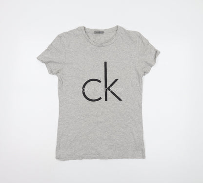 Calvin Klein Women's Grey Basic T-Shirt, Size M, Casual Wear