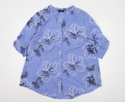 Womens UK Size 18 Klass Blue Basic Button-Up