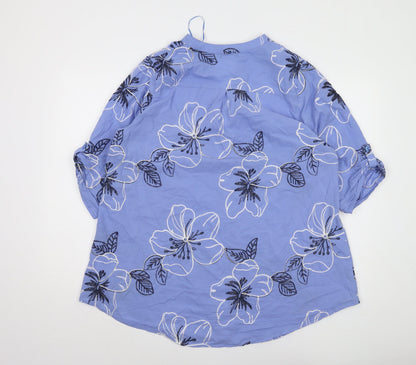 Womens UK Size 18 Klass Blue Basic Button-Up