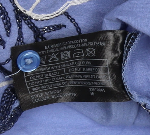 Womens UK Size 18 Klass Blue Basic Button-Up