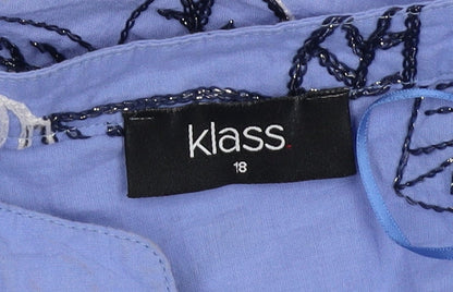 Womens UK Size 18 Klass Blue Basic Button-Up