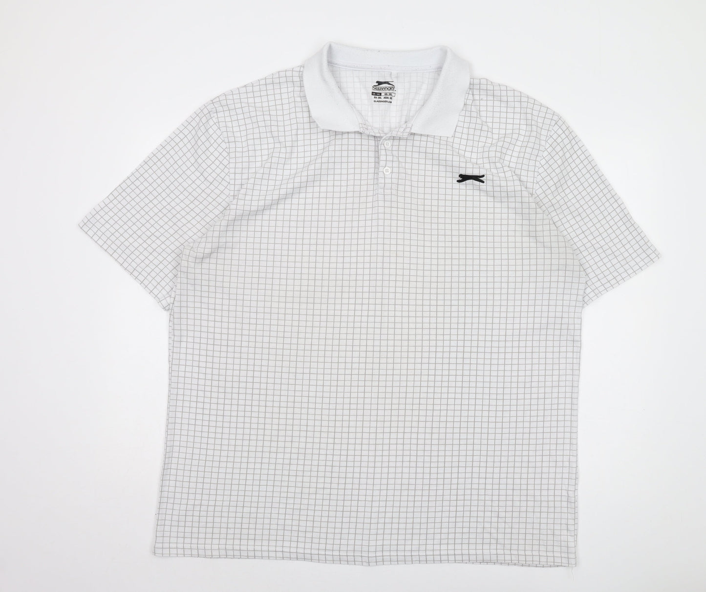 Slazenger Men's 3XL White Check Polo Shirt
