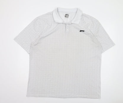 Slazenger Men's 3XL White Check Polo Shirt