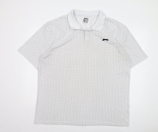Slazenger Men's 3XL White Check Polo Shirt