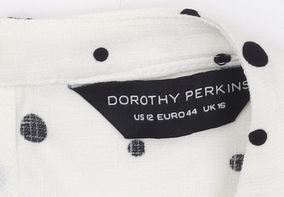Womens UK Size 16 Dorothy Perkins White Basic Blouse