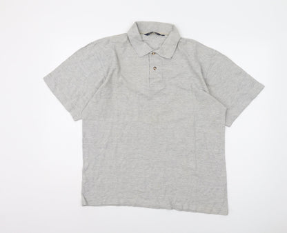 George Men's Grey Cotton Polo Shirt L