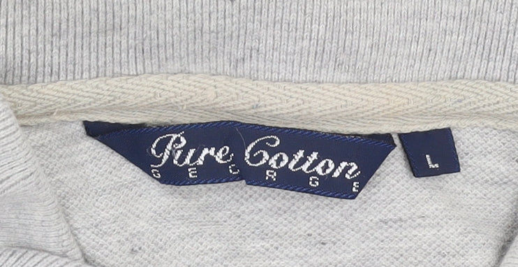 George Men's Grey Cotton Polo Shirt L