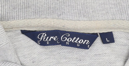 George Men's Grey Cotton Polo Shirt L