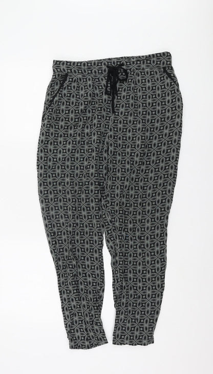 Spirit M&Co Women's Grey Geometric Trousers Size 12
