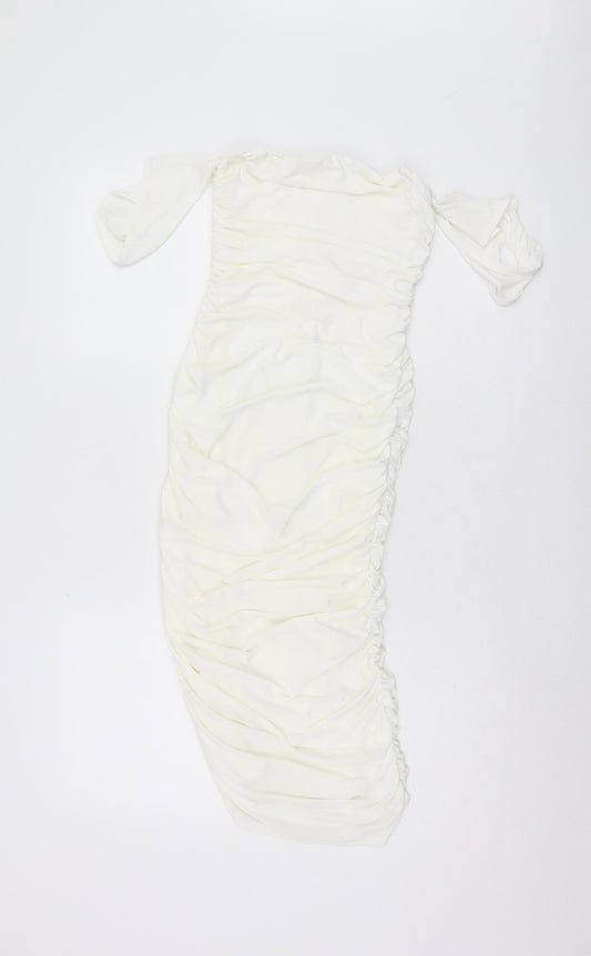 Femme Luxe Women’s Ruched Dress White Size 6