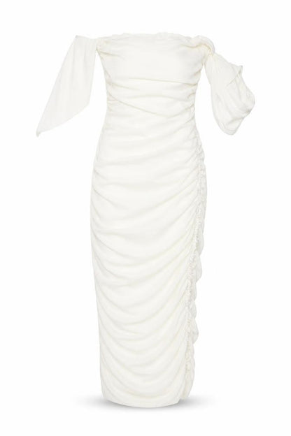 Femme Luxe Women’s Ruched Dress White Size 6