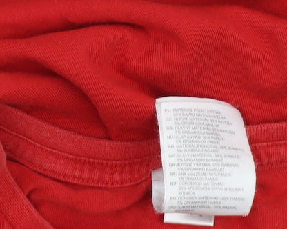 Adidas Men's Red Graphic Print T-Shirt L