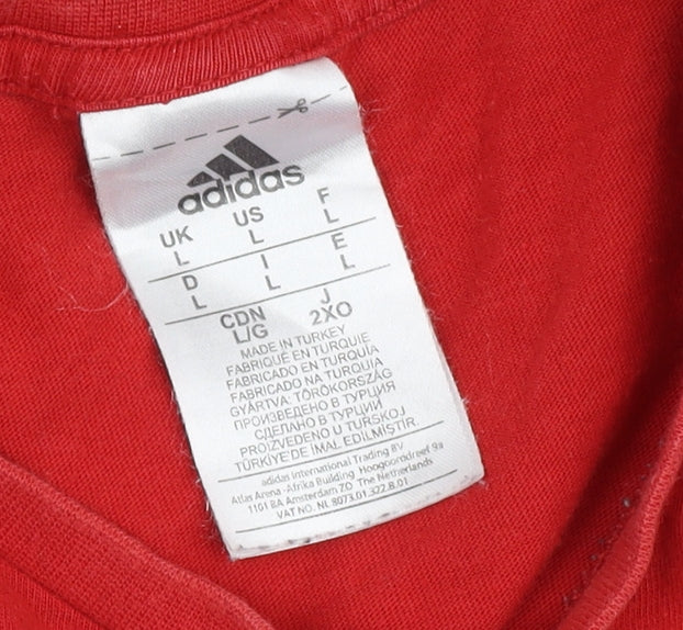 Adidas Men's Red Graphic Print T-Shirt L