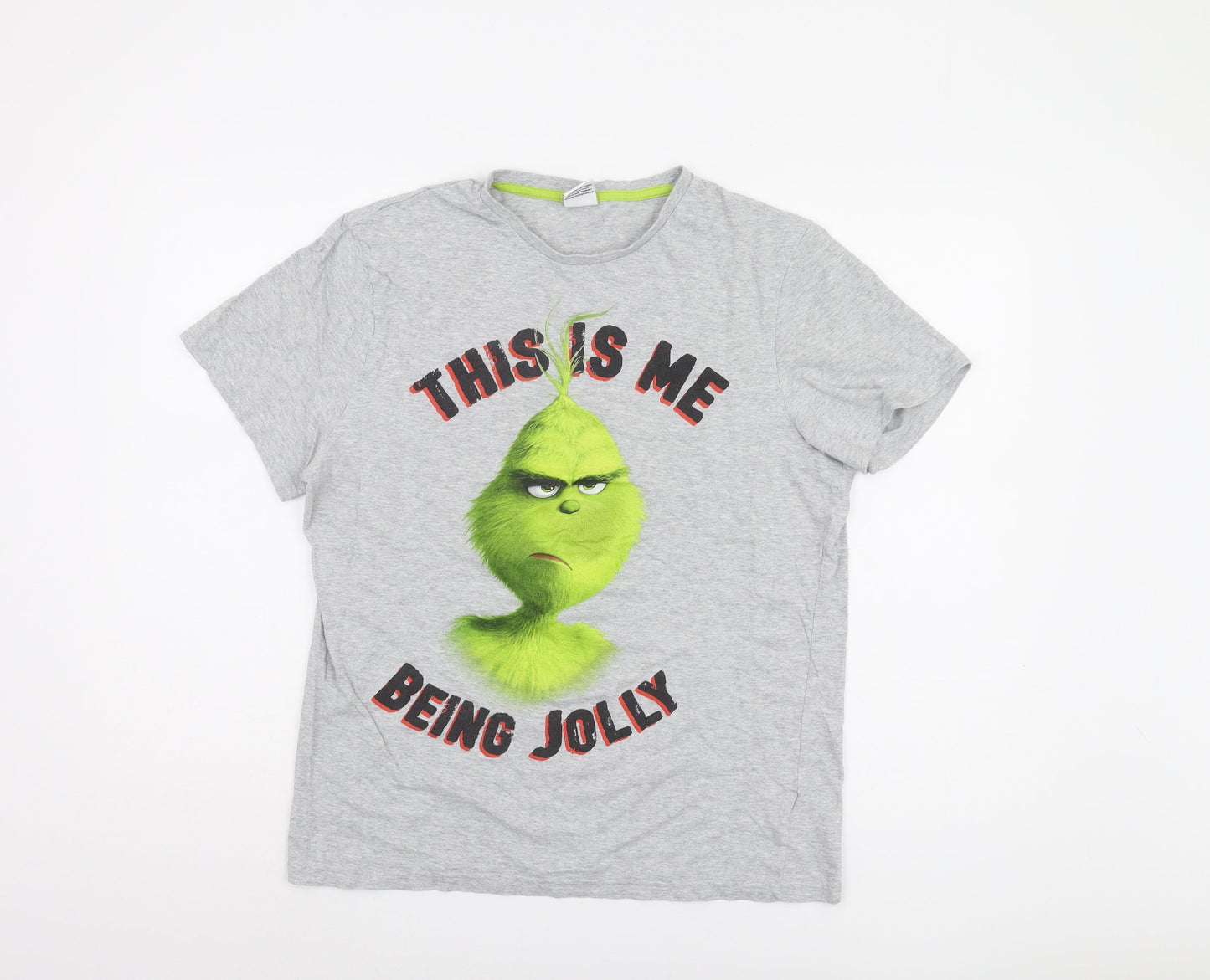 The Grinch Men's Grey Short Sleeve T-Shirt, Size M