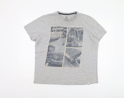 STH SHORE Men's Grey Vintage Car Print T-Shirt L