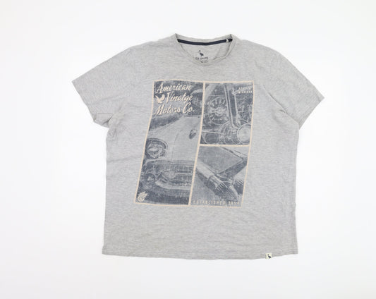 STH SHORE Men's Grey Vintage Car Print T-Shirt L