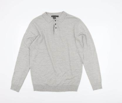 French Connection Men's Grey Collared Pullover Jumper