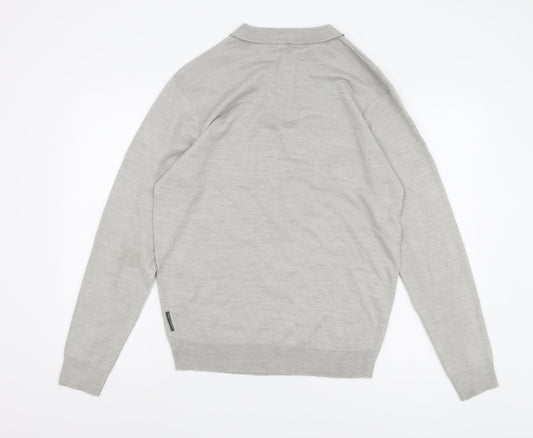French Connection Men's Grey Collared Pullover Jumper