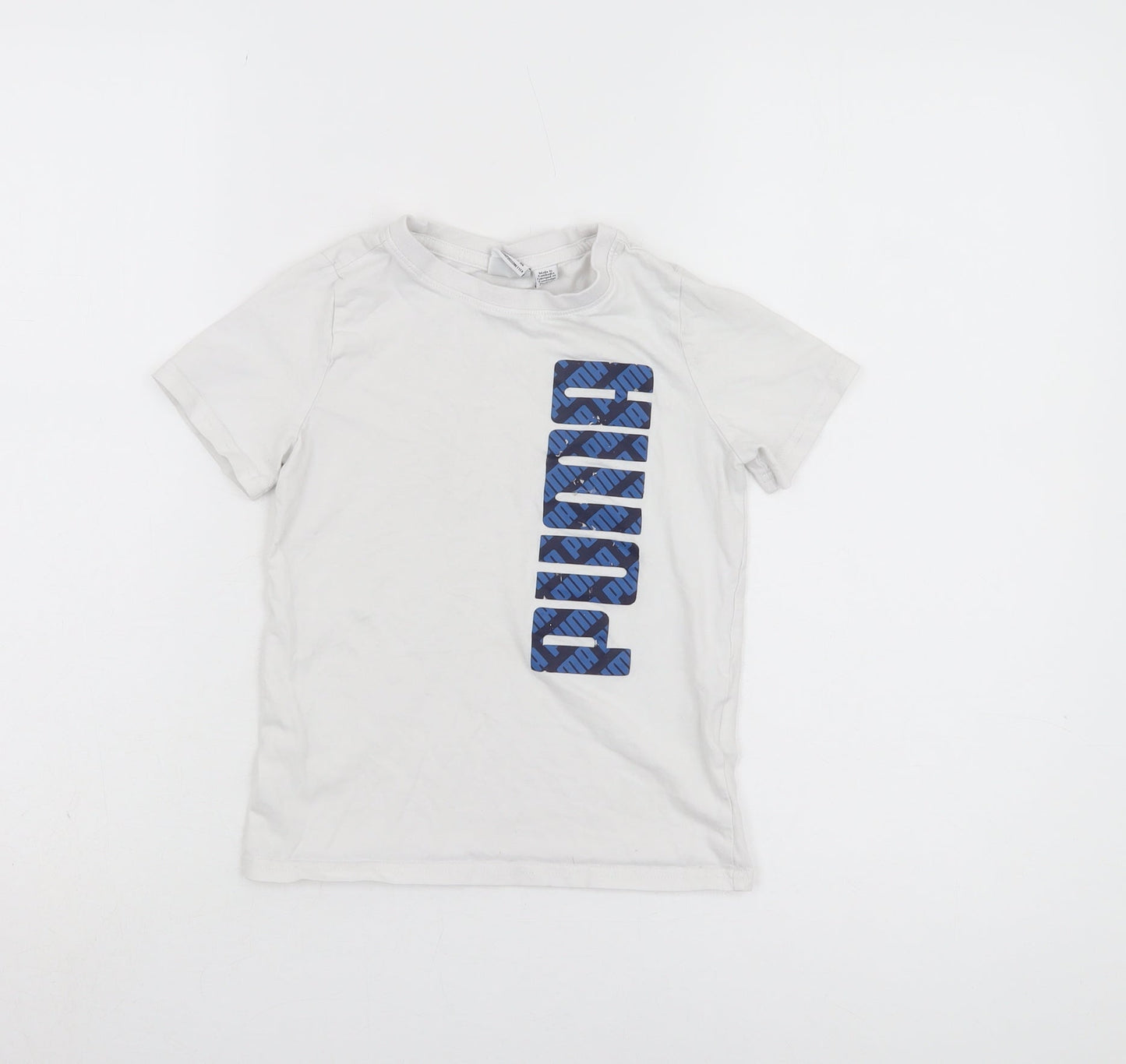 Puma Boys White Graphic T-Shirt 5-6 Years Sporty Style