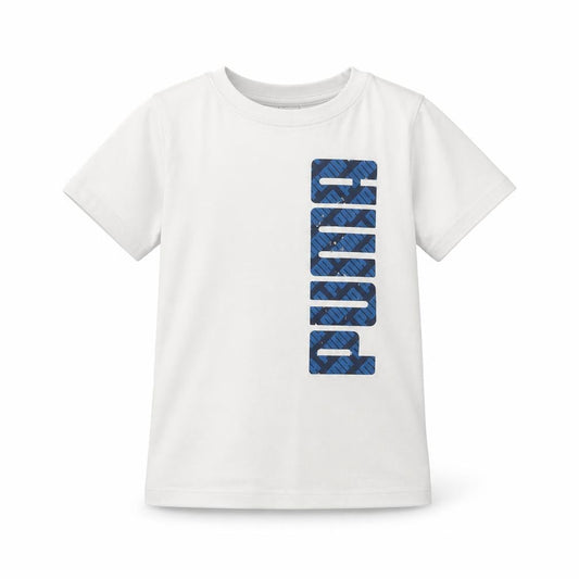 Puma Boys White Graphic T-Shirt 5-6 Years Sporty Style