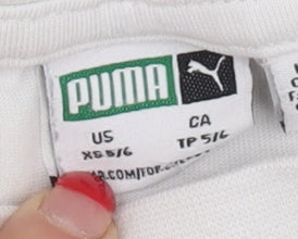 Puma Boys White Graphic T-Shirt 5-6 Years Sporty Style