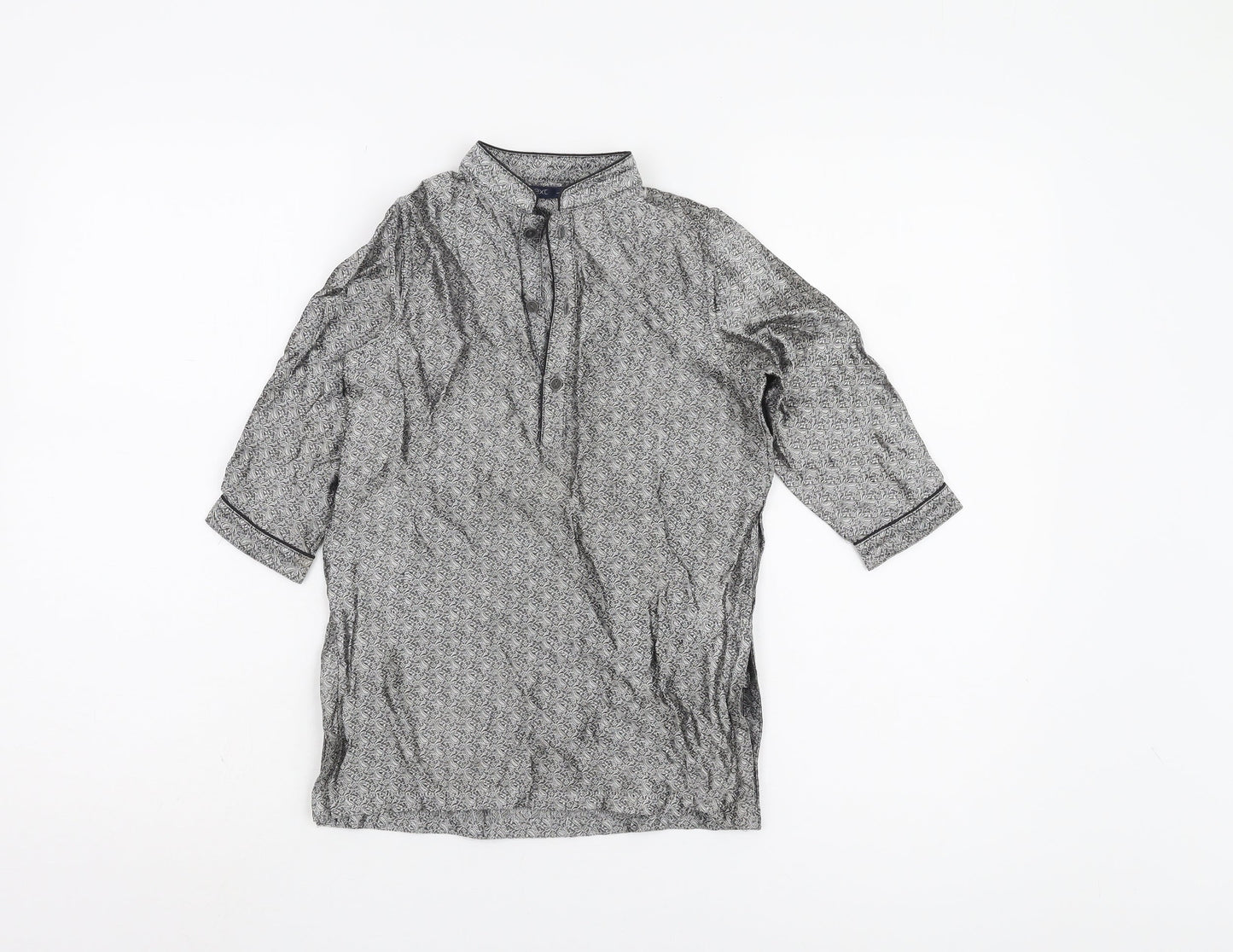 Next Girls Grey Geometric Blouse - 2-3 Years, Button Accents