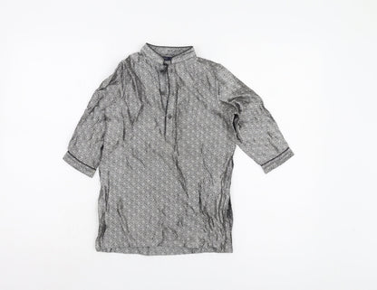 Next Girls Grey Geometric Blouse - 2-3 Years, Button Accents