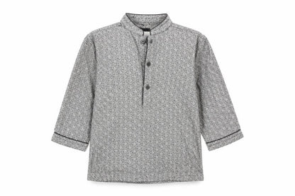 Front view of Next girls’ grey geometric blouse - 2-3 years, button accents