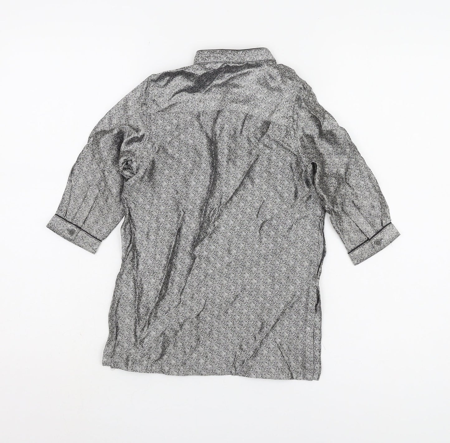 Next Girls Grey Geometric Blouse - 2-3 Years, Button Accents
