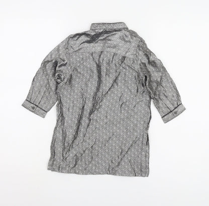 Next Girls Grey Geometric Blouse - 2-3 Years, Button Accents