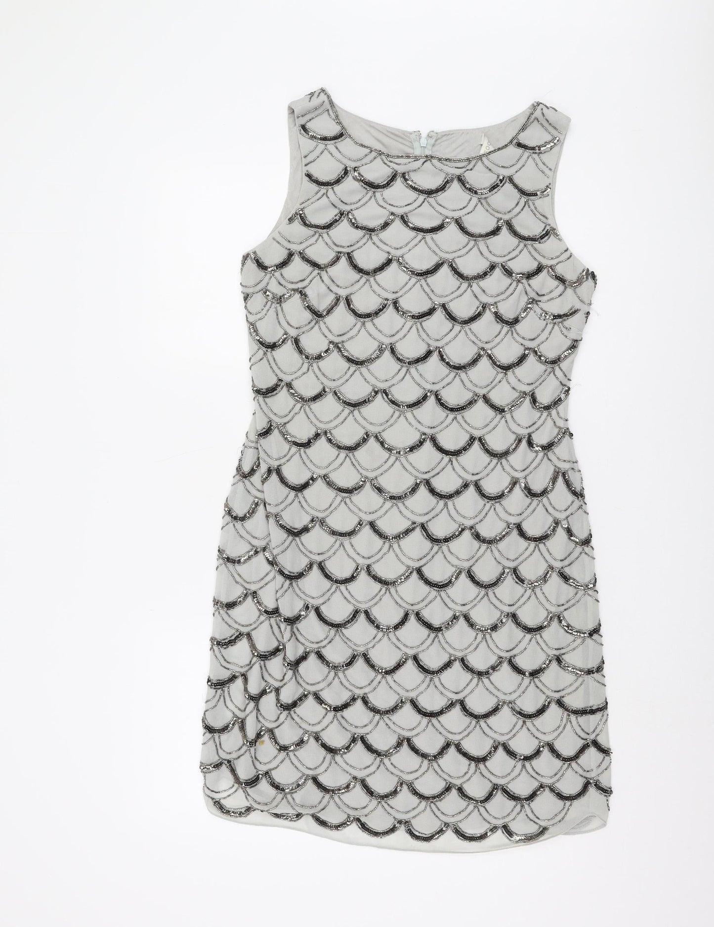 Monsoon Grey Sequin Sheath Dress UK 12 Women's Party