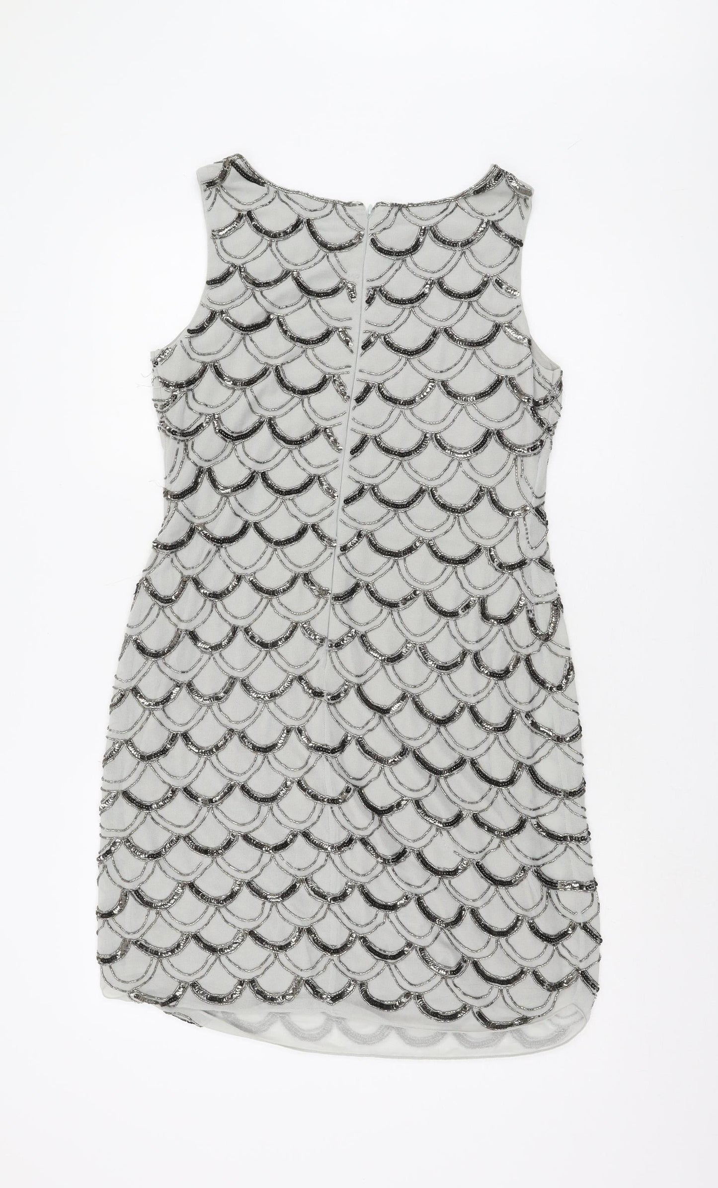 Monsoon Grey Sequin Sheath Dress UK 12 Women's Party