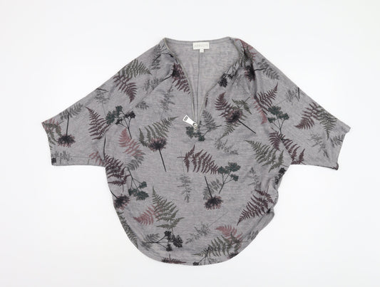 Apricot Women's Grey Floral Tunic Jumper S