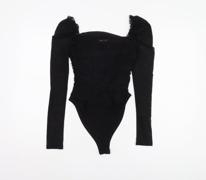 New Look Black Puff Sleeve Bodysuit, Size 10 Women