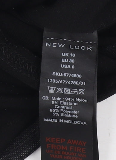 New Look Black Puff Sleeve Bodysuit, Size 10 Women